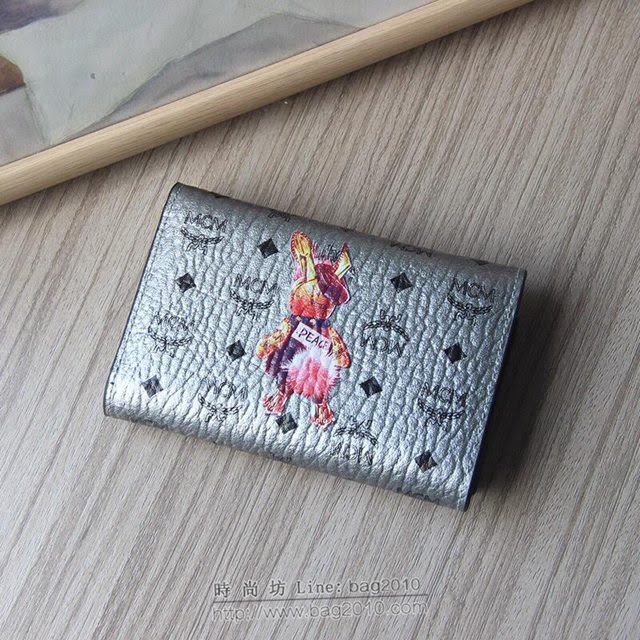 MCM錢包 原單 8011 兔子中款三折錢包 3D絲印 字母組合塗層帆布 MCM女款錢包  mdmc1038